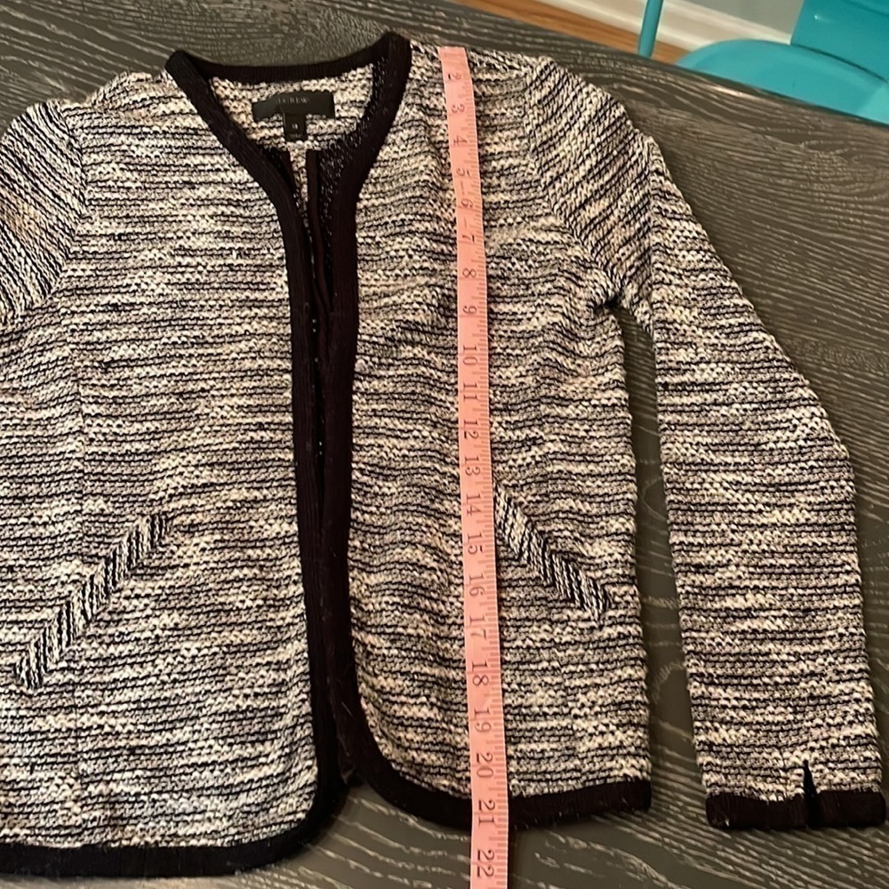 J.CREW Cardigan Sweater Black White Boucle 03509, Size XS - Picture 4 of 13
